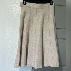 NIC+ZOE Beige Textured Flirty MIDI Skirt